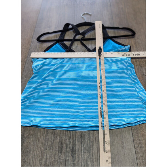 Nike Tank Top Womens Large Blue Striped Sleeveless Halter Performance - Picture 5 of 9